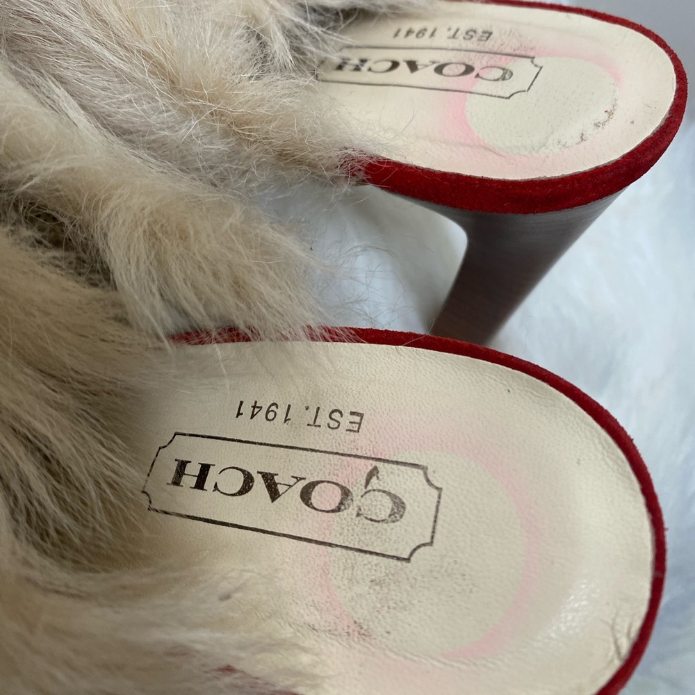 {EUC} Coach Kristy Suede And Faux Fur Mules Heels Shoes Italy 8.5 - Picture 5 of 11